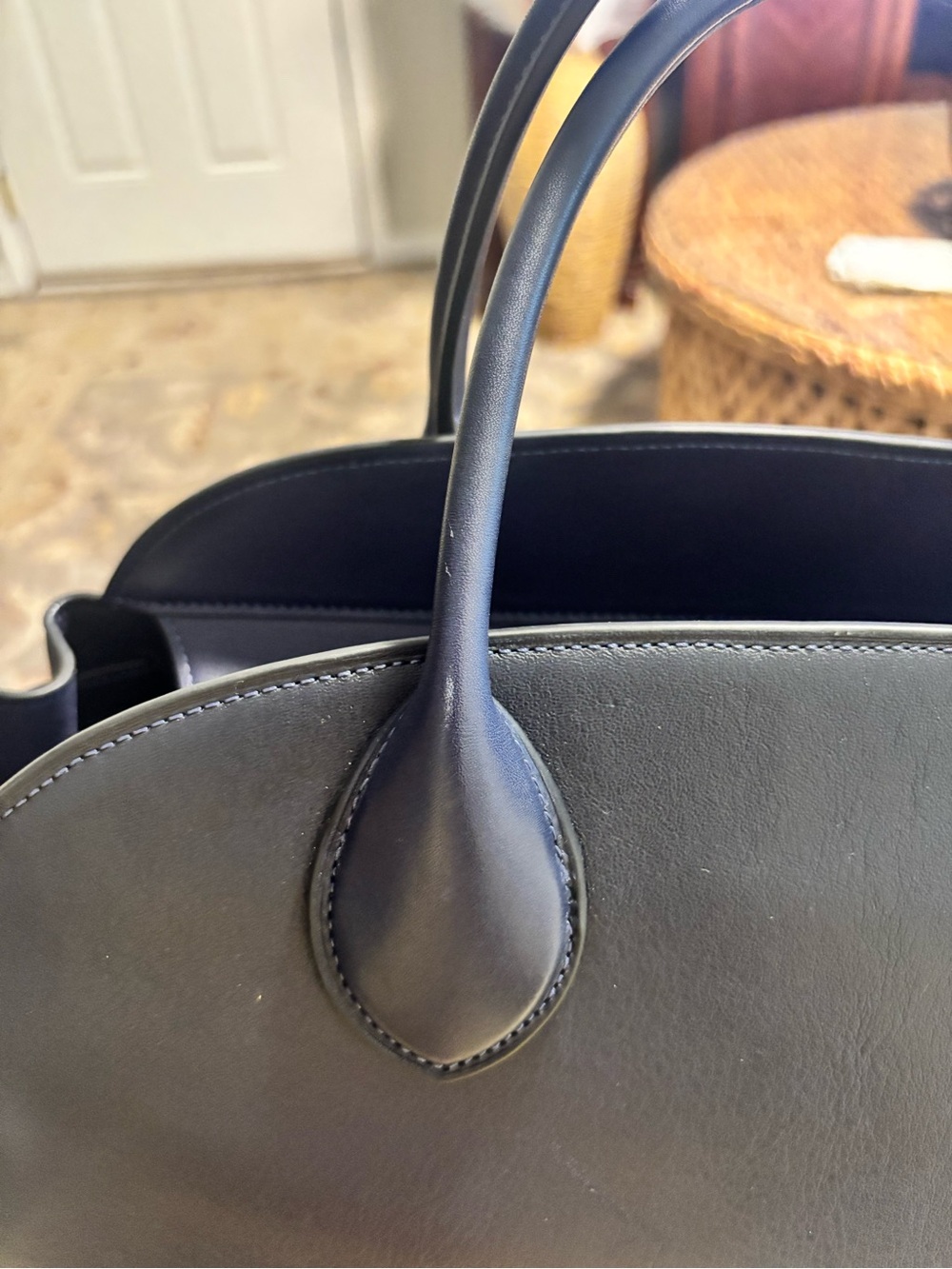 Coach Empire 40 Navy Leather Satchel with Gold Hardware - Picture 5 of 14